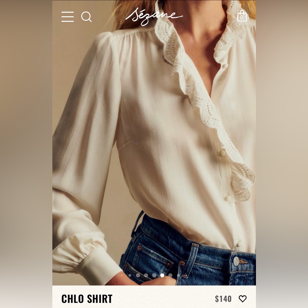 Sézane Chlo Shirt in Ecru Size 40